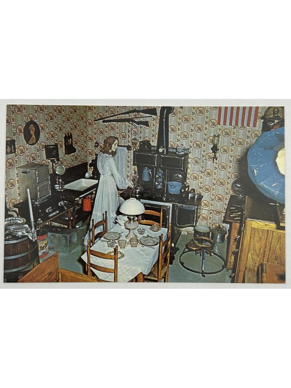 Vintage 1950s Pioneer Village Minden NE The Kitchen of 1910 Postcard Dexter  E-8